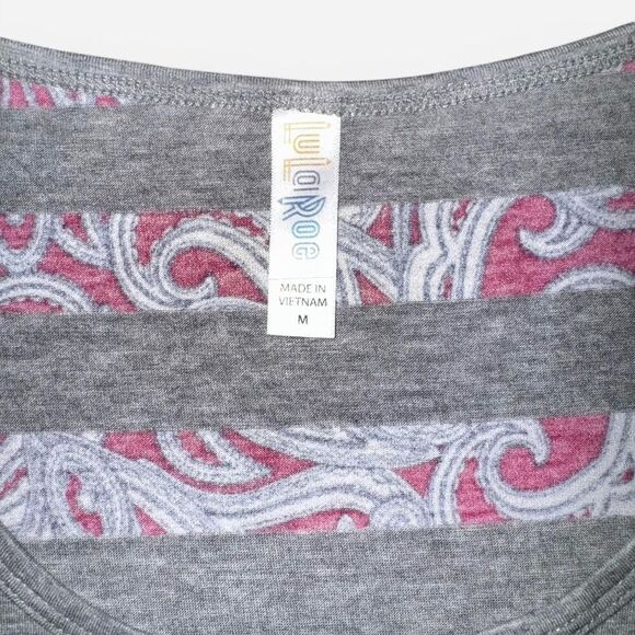 Grey Long Sleeve with Pink Paisley Stripes - Picture 6 of 7